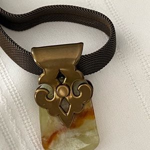 Vintage Italian Emerald calcite stone collar necklace